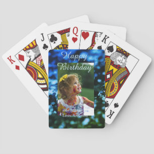 Jeu De Cartes Parties scintillant bleu vert photo anniversaire d
