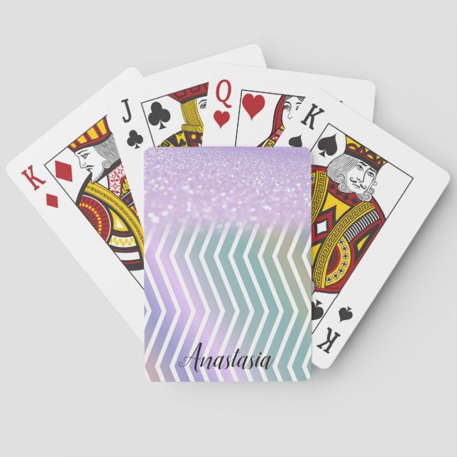 Jeu De Cartes Parties scintillant cool tendance violet (dos)