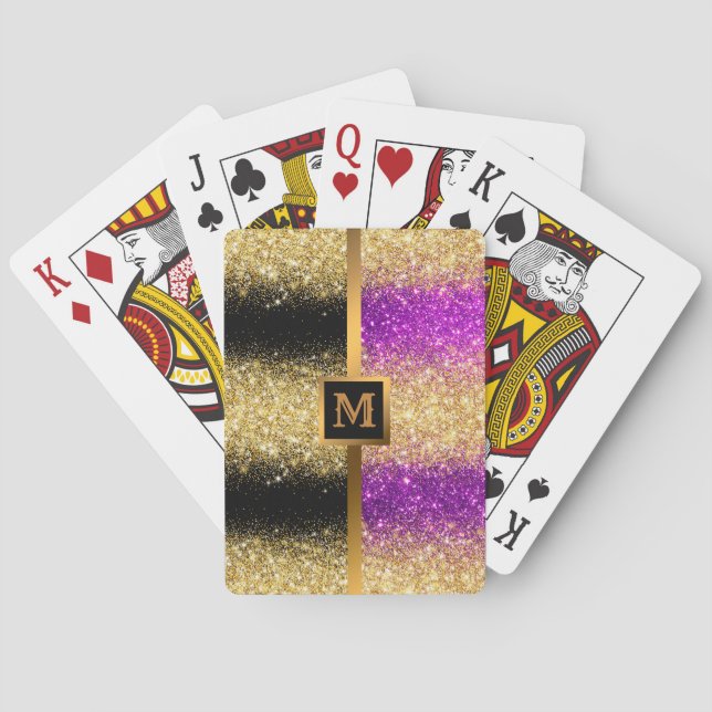 Jeu De Cartes Parties scintillant de luxe violet or (dos)