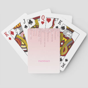 Jeu De Cartes Parties scintillant de séchage rose personnalisée