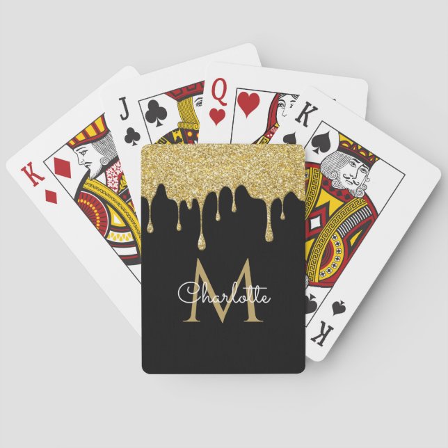 Jeu De Cartes Parties scintillant d'or Lecteurs Monogramme Éléga (dos)