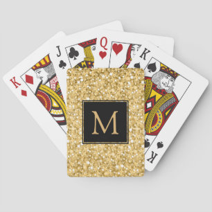 Jeu De Cartes Parties scintillant d'or monogramme