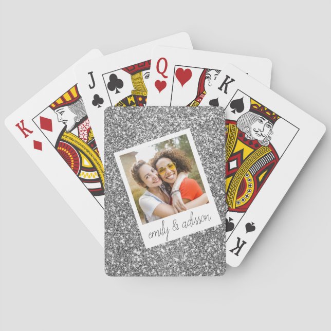 Jeu De Cartes Parties scintillant en argent photo Classic Playin (dos)
