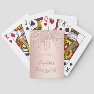 Jeu De Cartes Parties scintillant en or rose Quinceanera goutte 