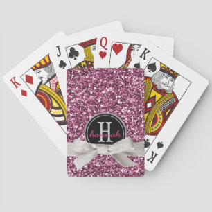Jeu De Cartes Parties scintillant Faux rose Girly avec ruban et