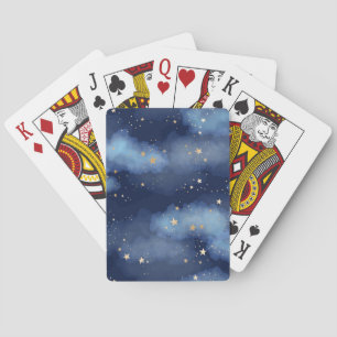 Jeu De Cartes Parties scintillant Gold Stars Dark Blue Sky Motif