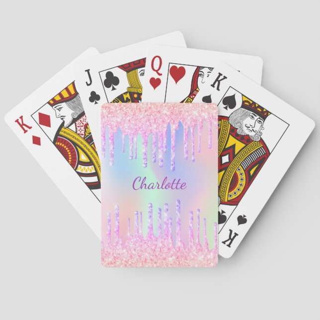 Jeu De Cartes Parties scintillant goutte holographique licorne a (dos)