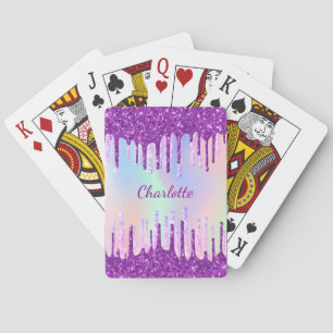 Jeu De Cartes Parties scintillant goutte violet holographique ar