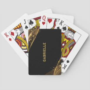 Jeu De Cartes Parties scintillant noir et or monogramme personna