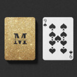 Jeu De Cartes Parties scintillant noir et or Nom du monogramme p<br><div class="desc">Monogramme personnalisé et cadeaux de nom avec monogramme personnalisé en or dans le style de police serif classique avec boîte de nom au milieu du monogramme en noir sur faux arrière - plan de feuille de parties scintillant d'or. Remarque : Les détails de la parties scintillant sont simulés dans l'illustration....</div>