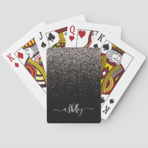 Jeu De Cartes Parties scintillant noire et argent