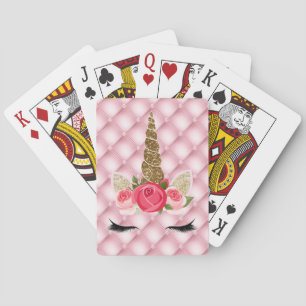 Jeu De Cartes Parties scintillant Or & Roses Rose Unicorn Cute T