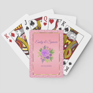 Jeu De Cartes Parties scintillant Rose Et Fleurs Aquarelles