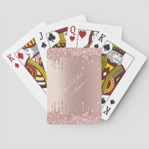 Jeu De Cartes Parties scintillant rose Gold Personnalisé Texte L