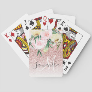 Jeu De Cartes Parties scintillant rose moderne et fleurs étincel