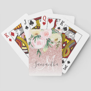 Jeu De Cartes Parties scintillant rose moderne & Fleurs Étincell