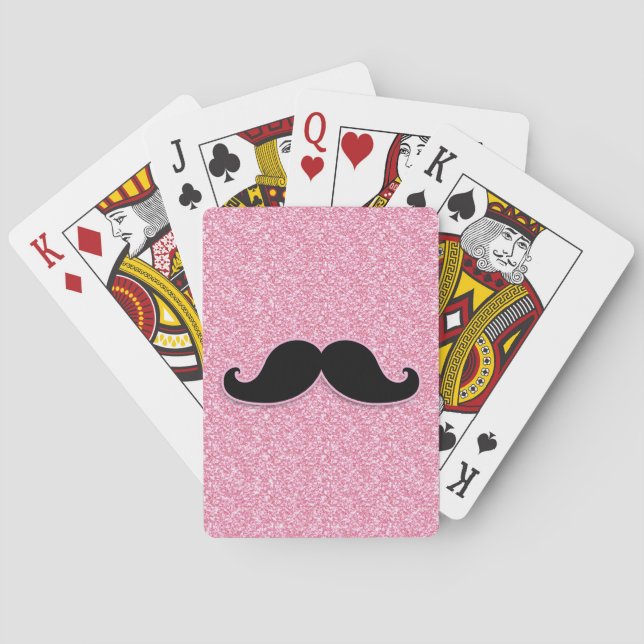 Jeu De Cartes Parties scintillant ROSE MUSTACHE NOIRE IMPRIMÉE (dos)