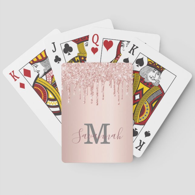 Jeu De Cartes Parties scintillant rose or brillant rose monogram (dos)