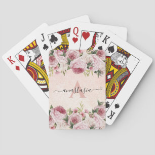 Jeu De Cartes Parties scintillant rose Rose or fleuri
