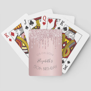 Jeu De Cartes Parties scintillant rose vif de fête d'anniversair