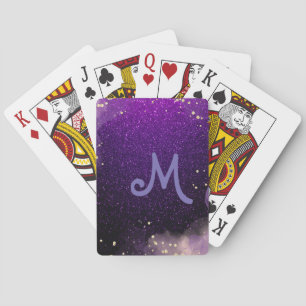 Jeu De Cartes parties scintillant violet foncé monogrammé
