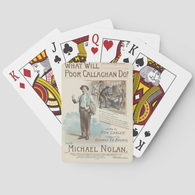 Jeu De Cartes Partition vintage Plaque de chanson Pauvre Callagh (dos)