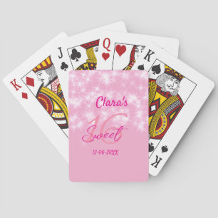 Jeu De Cartes Pastel bébé rose doux 16 anniversaire ajouter nom