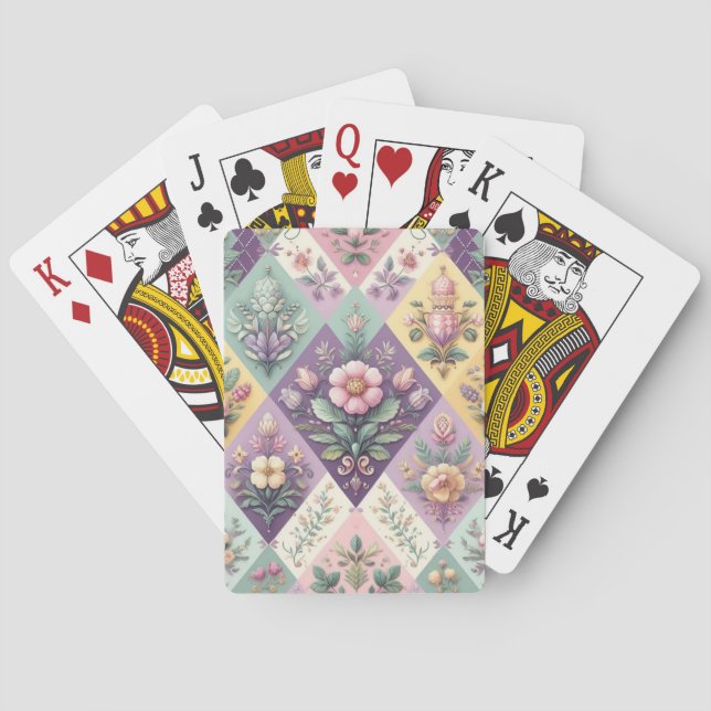 Jeu De Cartes Pastel coloré Jacquard Pâques/Printemps (dos)