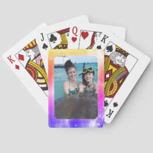 Jeu De Cartes Pastel Girly lumineux personnalisé de cadre de