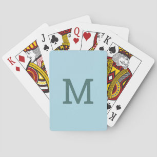 Jeu De Cartes Pastel Light Blue Monogramme Cartes de jeu initial