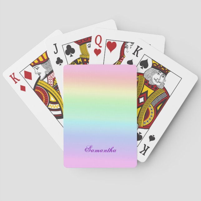 Jeu De Cartes Pastel Ombre Rainbow Ajouter Votre Nom (dos)