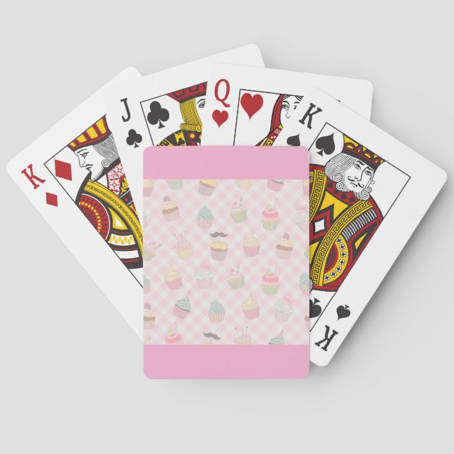 Jeu De Cartes Pastel Pink Gingham Cute Cupcakes Pattern (dos)
