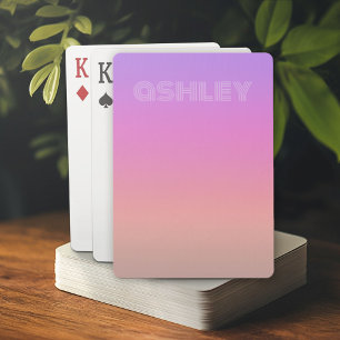 Jeu De Cartes Pastel Purple Pink Coral Ombre - énorme monogramme