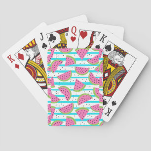 Jeu De Cartes Pastèque au néon sur le motif de rayures