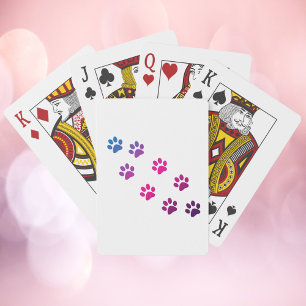 Jeu De Cartes Pâtes de chat mignonne rose bleu pourpre