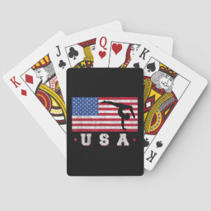 Jeu De Cartes Patriotic Sports Gift American USA Flag Girls Gymn