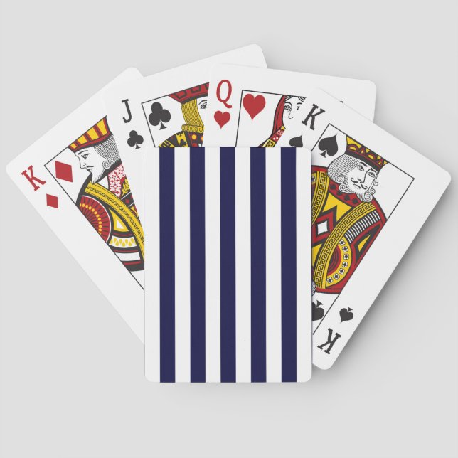 Jeu De Cartes Patters de Classic Navy Blue et White Stripe (dos)