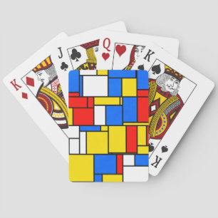 Jeu De Cartes Patters de Mondrian Inspecred Style Red Blue Yello