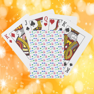 Jeu De Cartes Pattes de chien roses Os bleus Cœurs verts Motif W