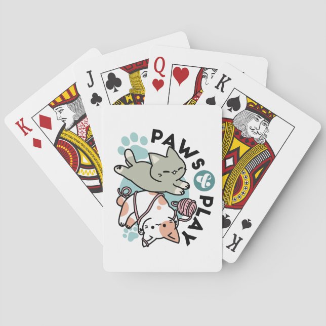 Jeu De Cartes Pattes et Jeux – Illustration de Chat Adorable (dos)