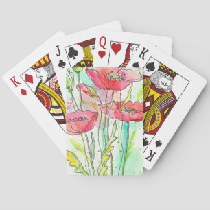Jeu De Cartes Pavots peints d'aquarelle