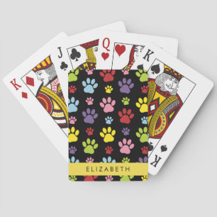 Jeu De Cartes Paws Colorés, Motif Paw, Paws Chiens, Votre Nom