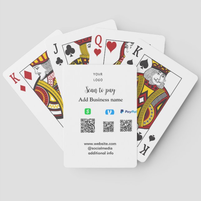 Jeu De Cartes Paypal Cashapp venmo scan pour payer QR ajouter un (dos)