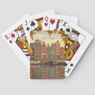 Jeu De Cartes Pays-Bas Illustration Voyage Art Vintage