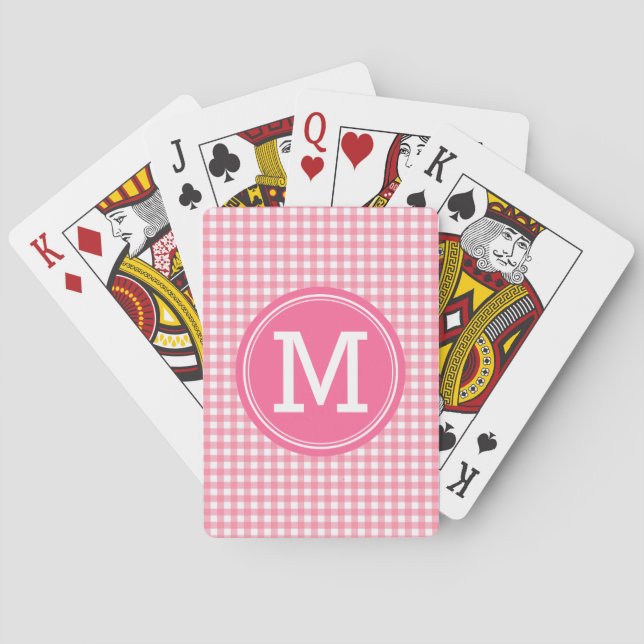Jeu De Cartes Pays élégant En vichy Monogramme rose (dos)