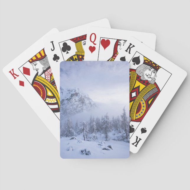 Jeu De Cartes Pays merveilleux d'hiver, brouillard, forêt d'épin (dos)