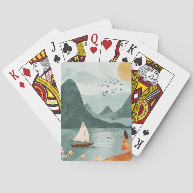 Jeu De Cartes Paysage Abstrait de Boho (11) (dos)