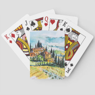 Jeu De Cartes Paysage avec des arbres de ville et de cyprès