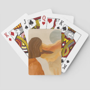 Jeu De Cartes Paysage Boho Désert Collines Terre Cuite Lune Sage
