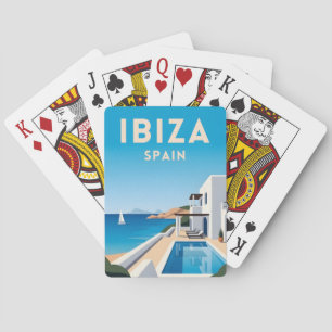 Jeu De Cartes Paysage côtier d'Ibiza Espagne Voyage Rétro Vintag